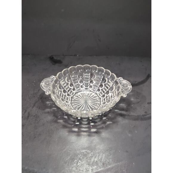 Anchor Hocking Clear Bubble Dish, Tab Handle Bowl, Vintage‎ Glass Serving Bowl - Picture 1 of 10